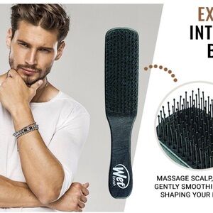 Wet Brush Detangling Hair Brush for Men, Black, Stimulates Scalp & Beard NITB